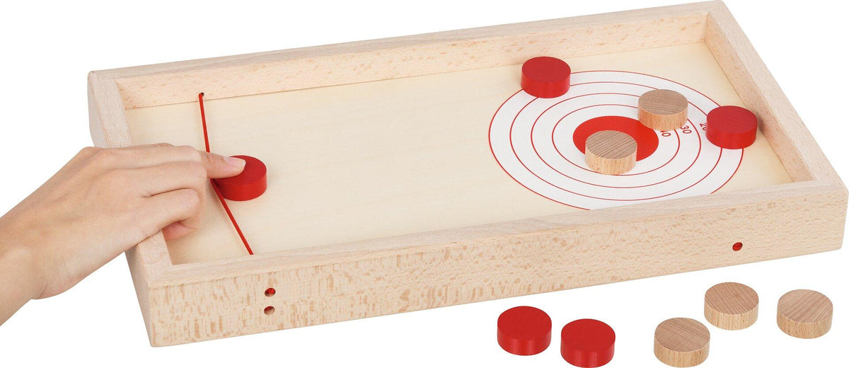 Super Puck Brettspiel 2 in 1 aus Holz mit roten Scheiben – weitere Ansicht