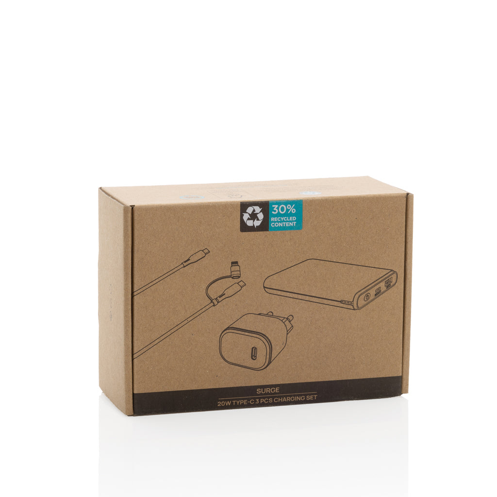Surge 3-tlg. 20W Type-C Ladeset aus RCS recyceltem PET