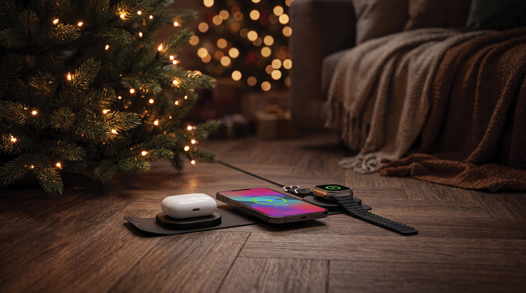 Swiss Peak 15W 3-in 1 Wireless-Reise-Charger aus RCS Plastik