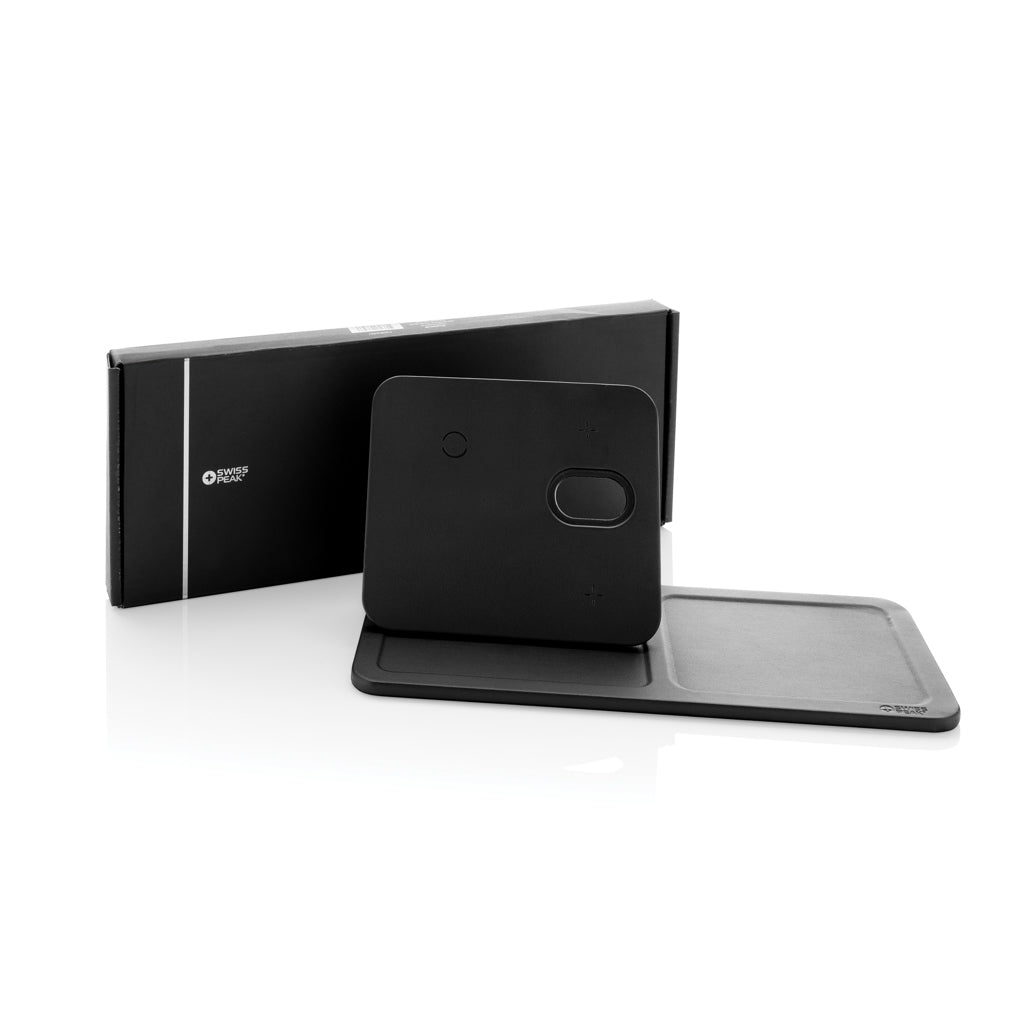 Swiss Peak 3-in-1- Wireless-Charging Desk-Tray aus RCS rPU