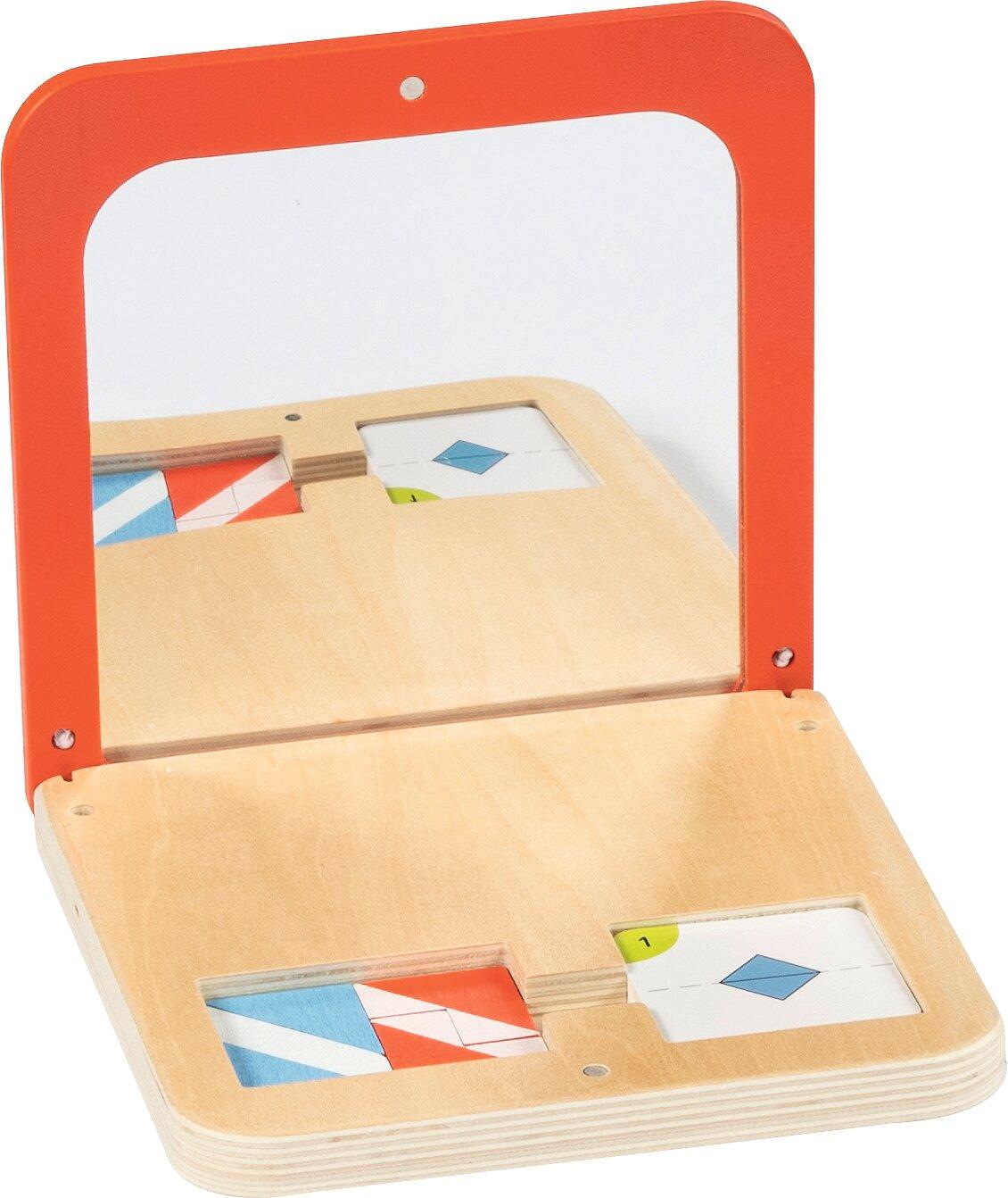 Symmetriespiel Spiegelmagie mit Spiegel und Vorlagenkarten – Ansicht