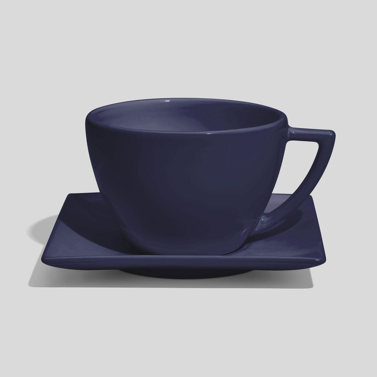 Tasse mit Dreiecksgriff und eckiger Untertasse 520 ml – Marineblau