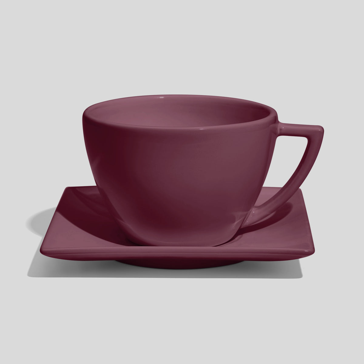 Tasse mit Dreiecksgriff und eckiger Untertasse 520 ml – Mauve