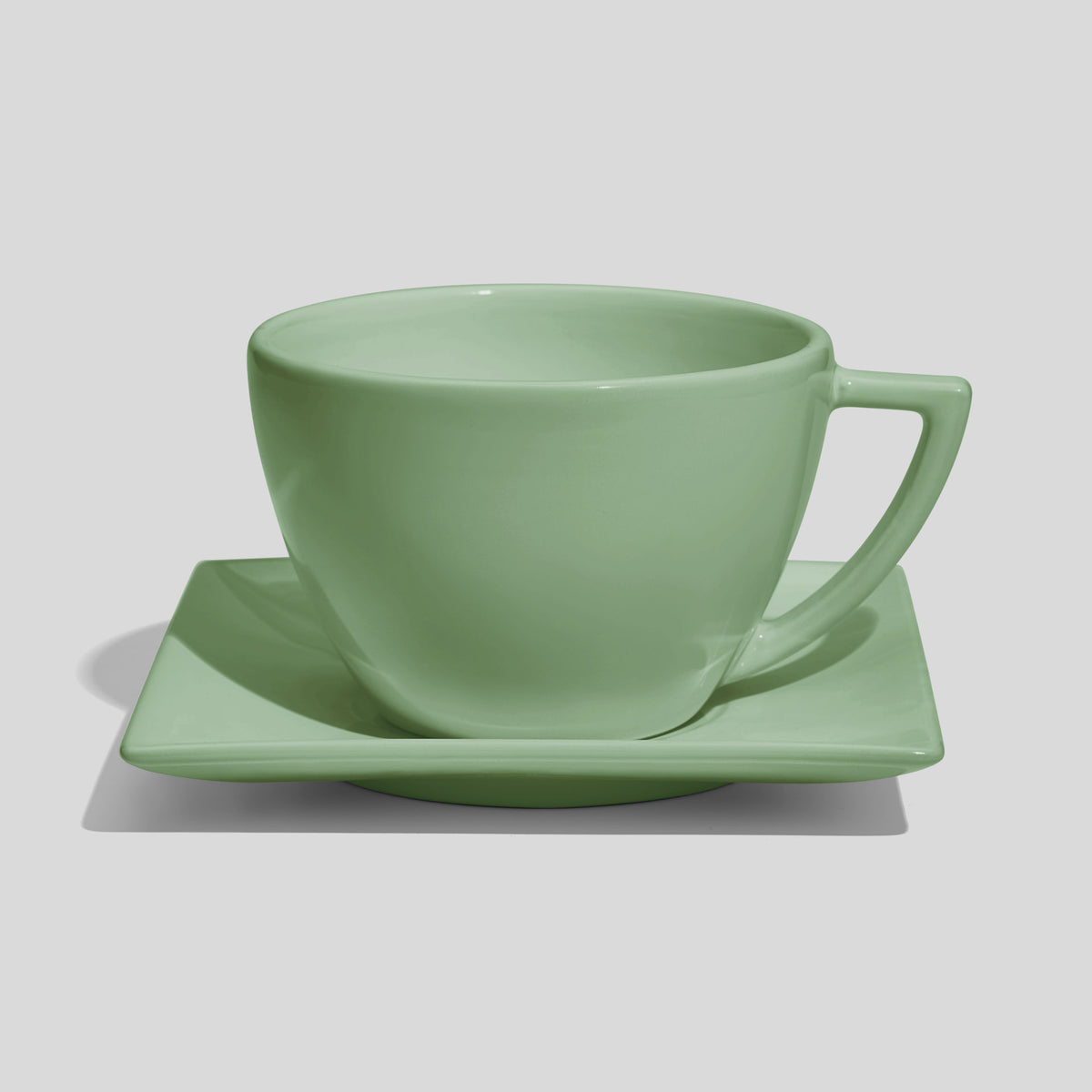 Tasse mit Dreiecksgriff und eckiger Untertasse 520 ml – Mintgrün