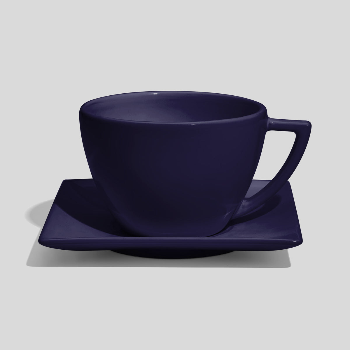 Tasse mit Dreiecksgriff und eckiger Untertasse 520 ml – Nachtblau