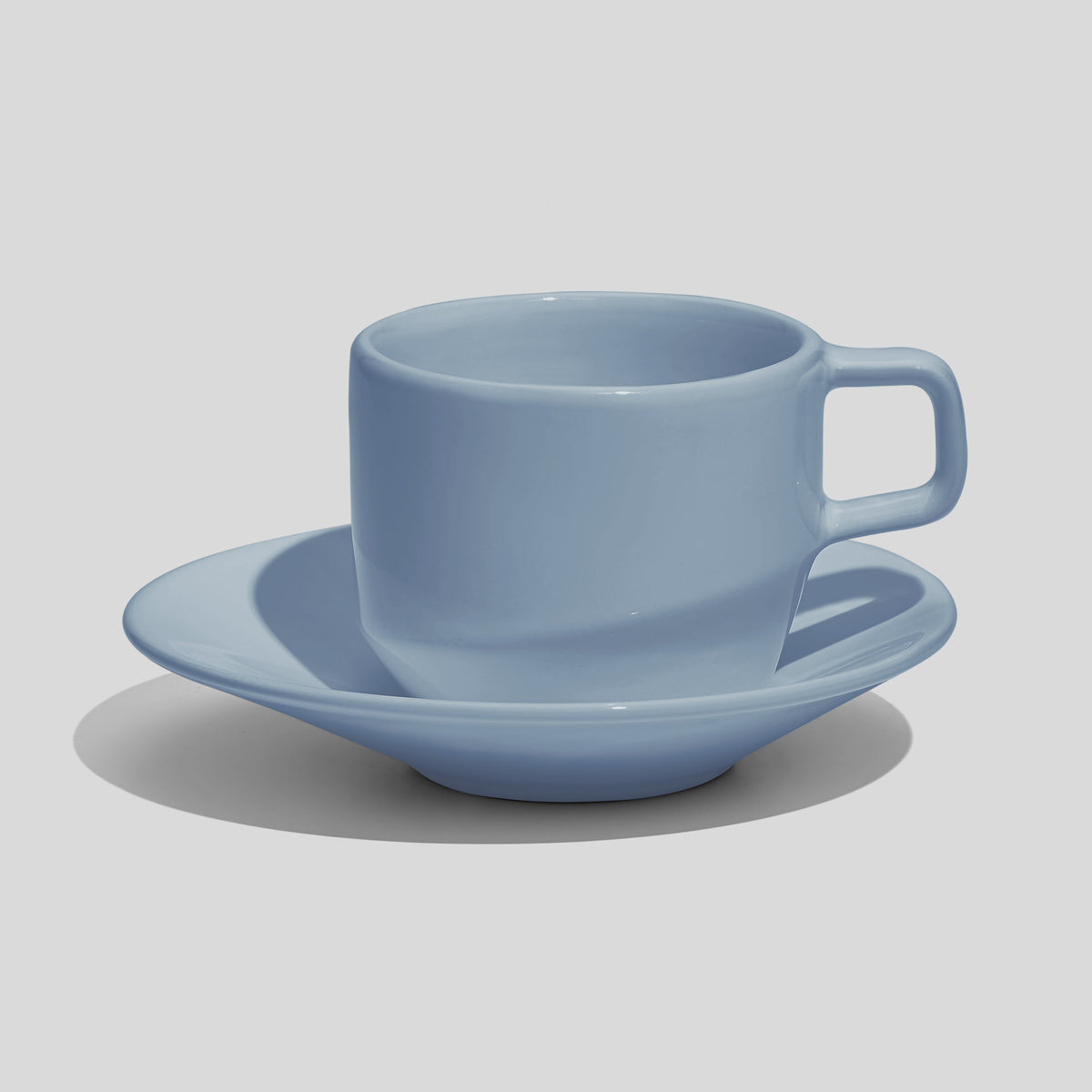 Tasse mit eckigem Henkel und Untertasse 200 ml – Hellblau