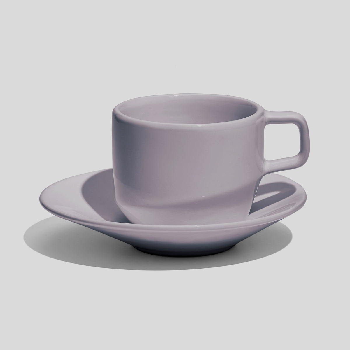 Tasse mit eckigem Henkel und Untertasse 200 ml – Hellgrau
