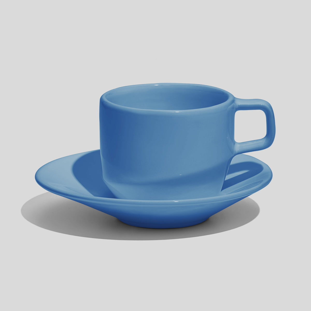 Tasse mit eckigem Henkel und Untertasse 200 ml – Himmelblau