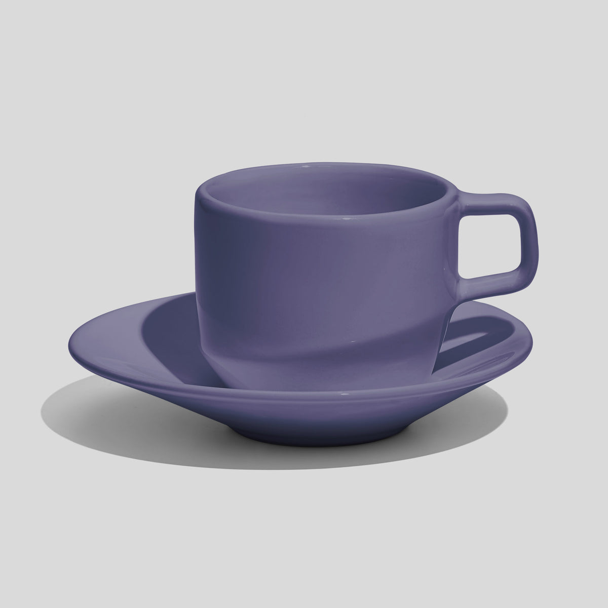 Tasse mit eckigem Henkel und Untertasse 200 ml – Lavendel