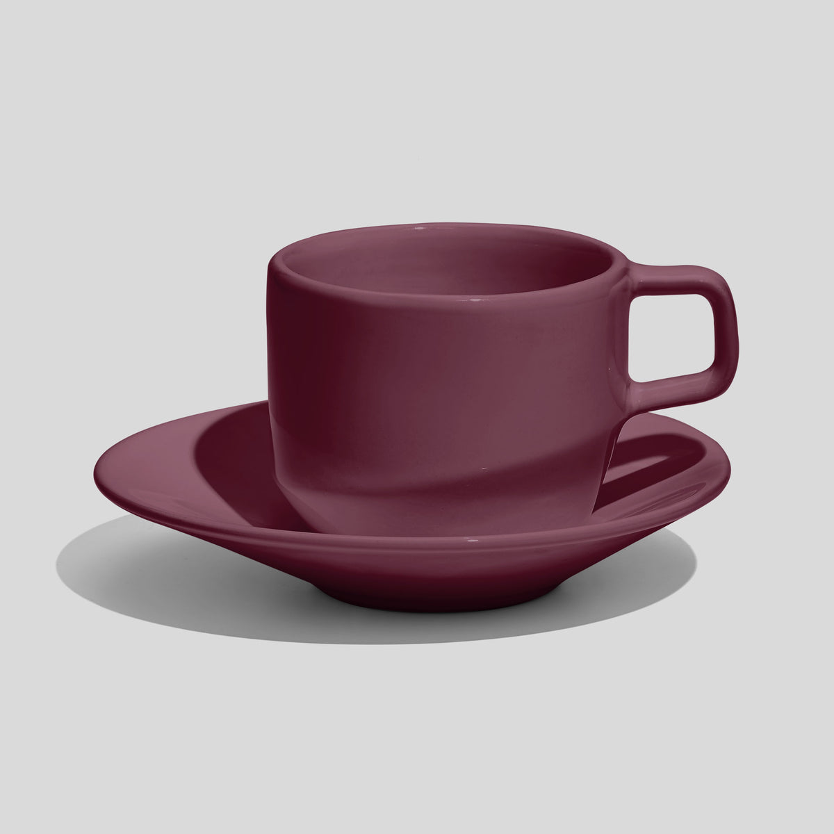 Tasse mit eckigem Henkel und Untertasse 200 ml – Mauve