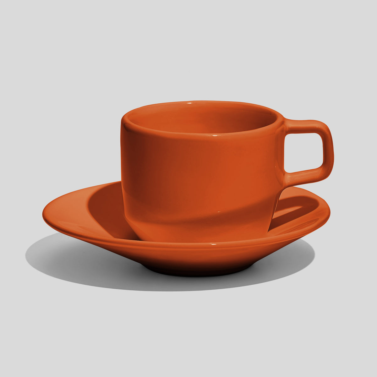 Tasse mit eckigem Henkel und Untertasse 200 ml – Orange