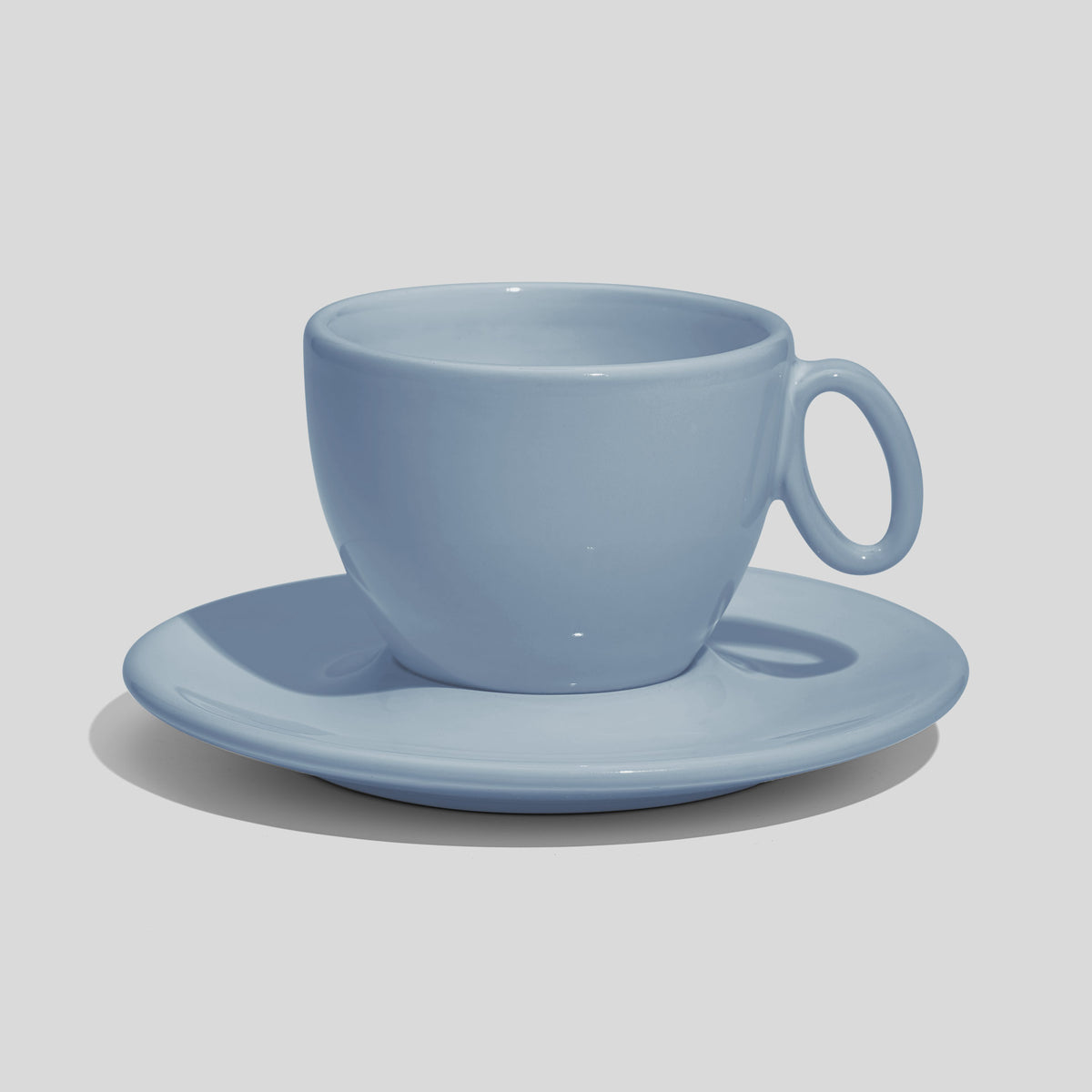 Tasse mit Untertasse 150 ml und ovalem Ringhenkel – Hellblau