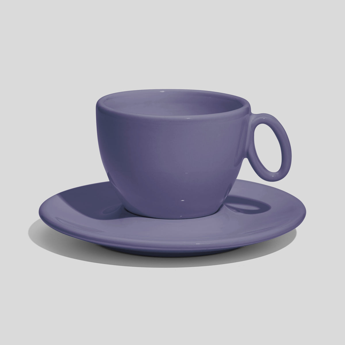 Tasse mit Untertasse 150 ml und ovalem Ringhenkel – Lavendel