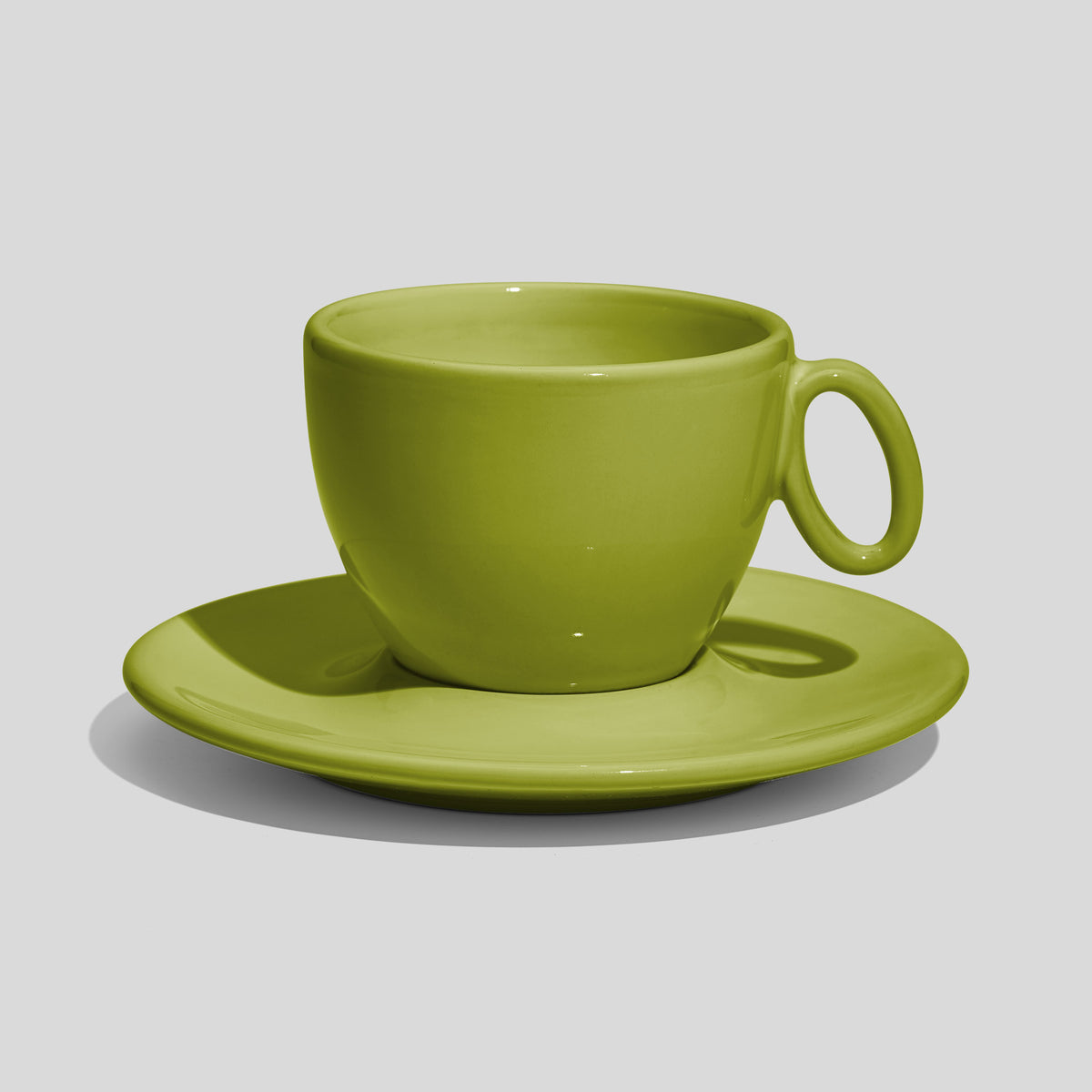 Tasse mit Untertasse 150 ml und ovalem Ringhenkel – Limettengrün