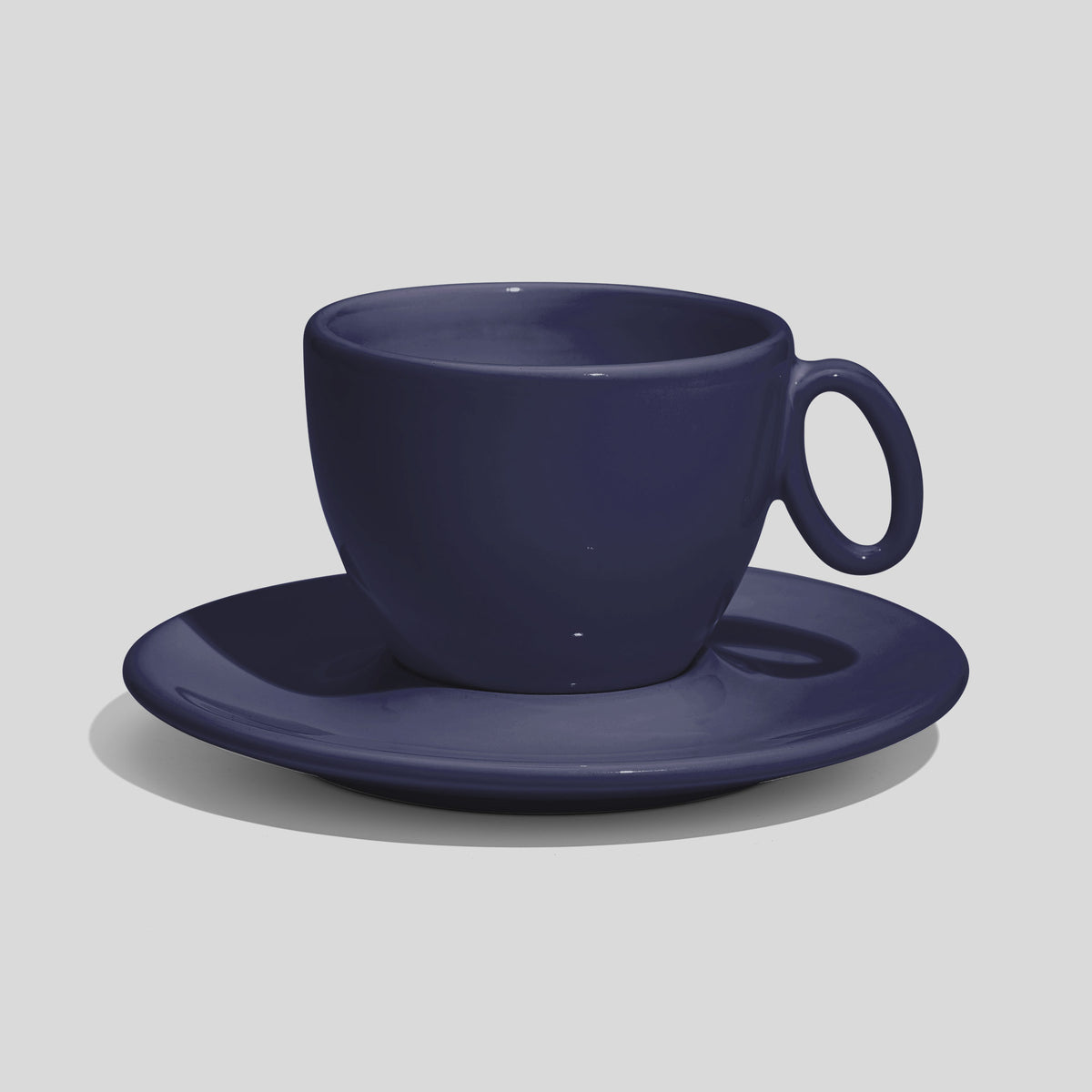 Tasse mit Untertasse 150 ml und ovalem Ringhenkel – Marineblau
