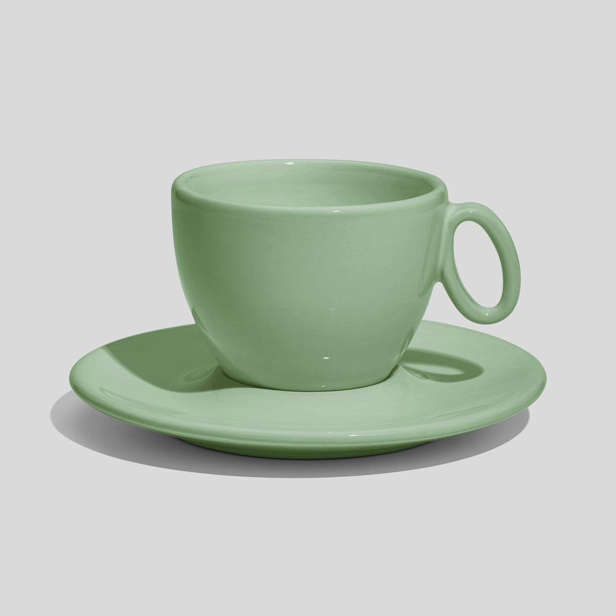 Tasse mit Untertasse 150 ml und ovalem Ringhenkel – Mintgrün