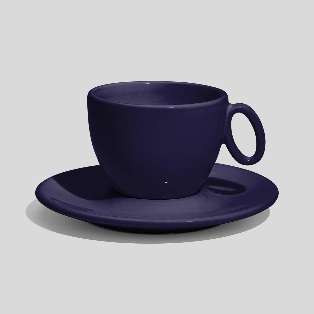 Tasse mit Untertasse 150 ml und ovalem Ringhenkel – Nachtblau