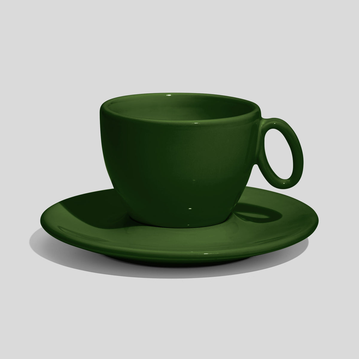 Tasse mit Untertasse 150 ml und ovalem Ringhenkel – Tannengrün