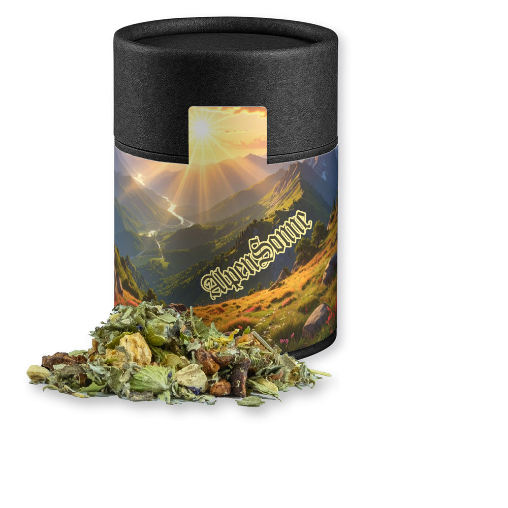 Tee in der schwarzen Kraftpapierdose Midi – Kräutertee Bergtee & Zitrus, ca. 27 g