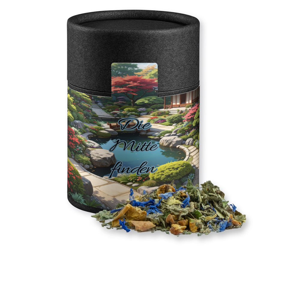 Tee in der schwarzen Kraftpapierdose Midi – Kräutertee Harmonie, ca. 30 g