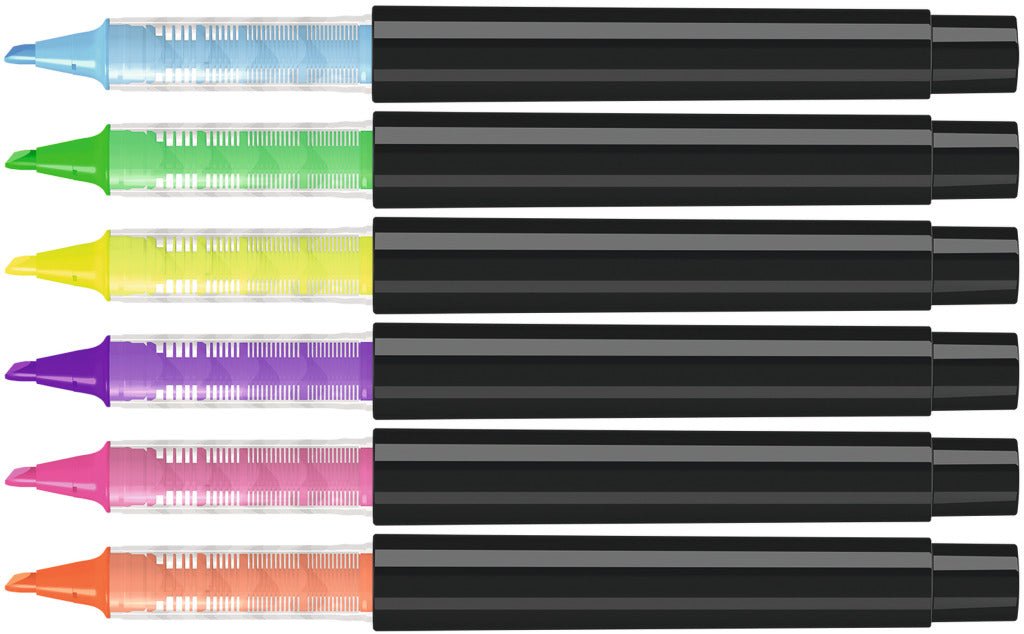 Textmarker gedeckt mit Keilspitze – alle Farben