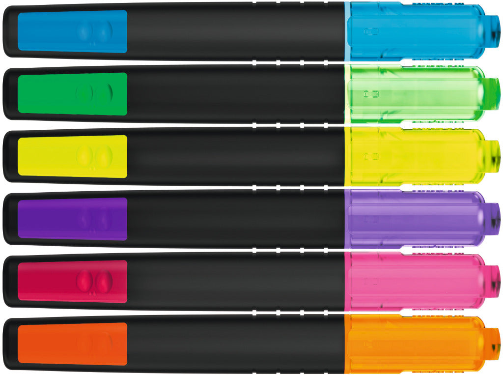 Textmarker in Stiftform mit transparenter Kappe – alle Farben