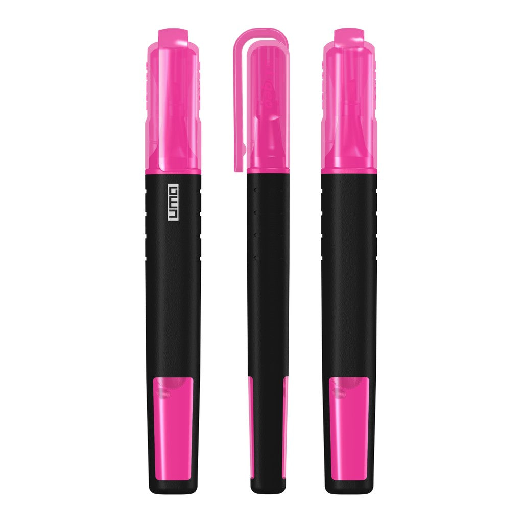 Textmarker in Stiftform mit transparenter Kappe – Neonmagenta
