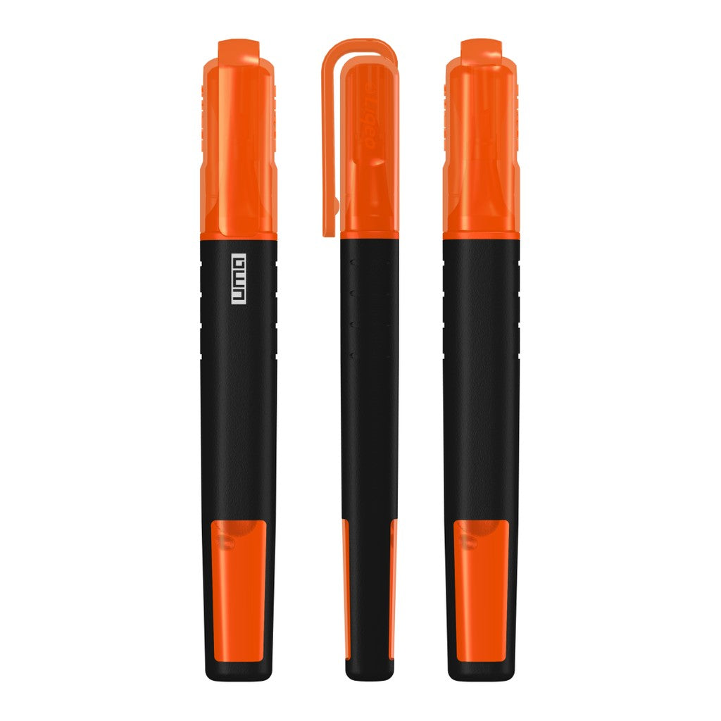 Textmarker in Stiftform mit transparenter Kappe – Neonorange