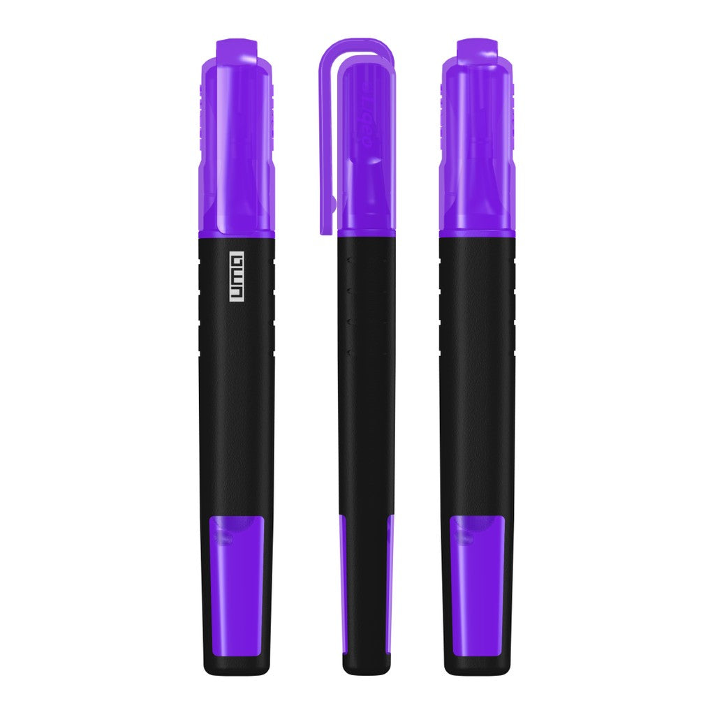 Textmarker in Stiftform mit transparenter Kappe – Neonviolett