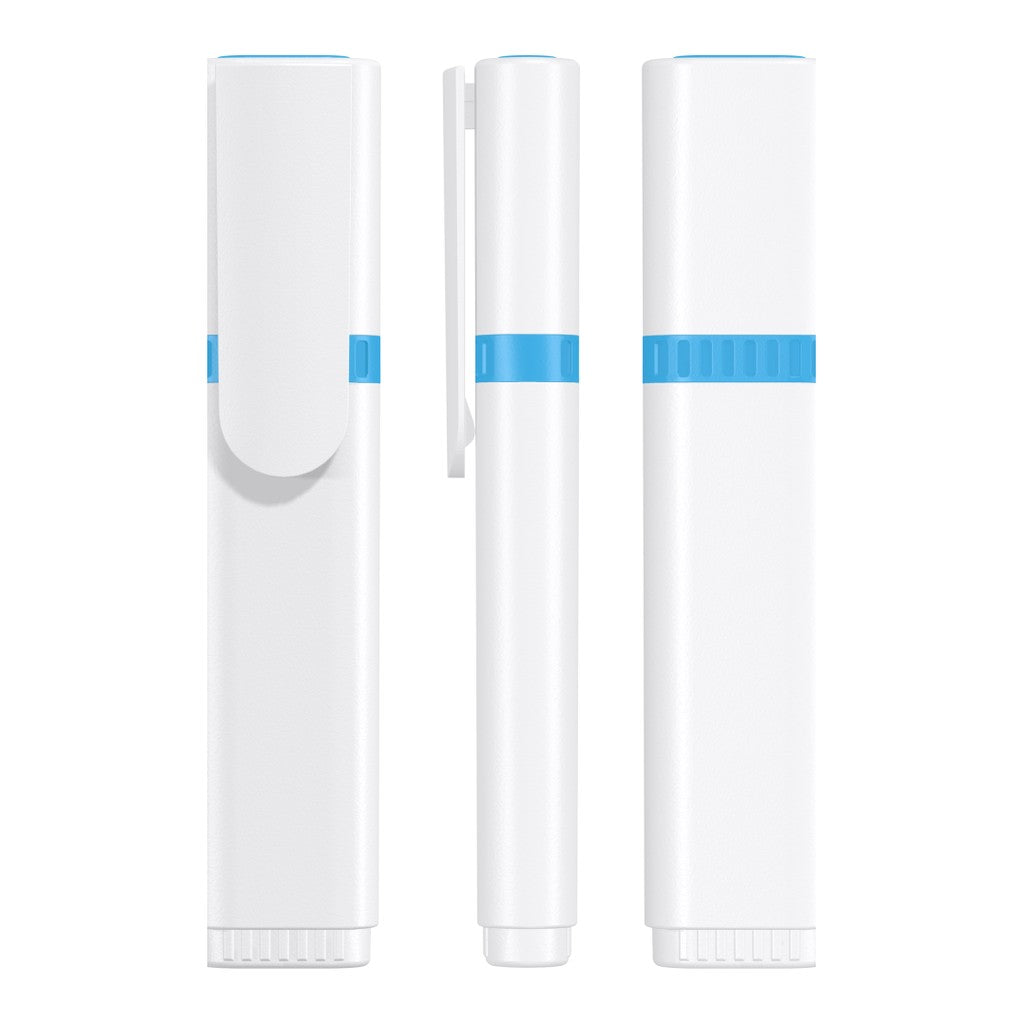 Textmarker mit farbigem Clip und Zierring – Blau