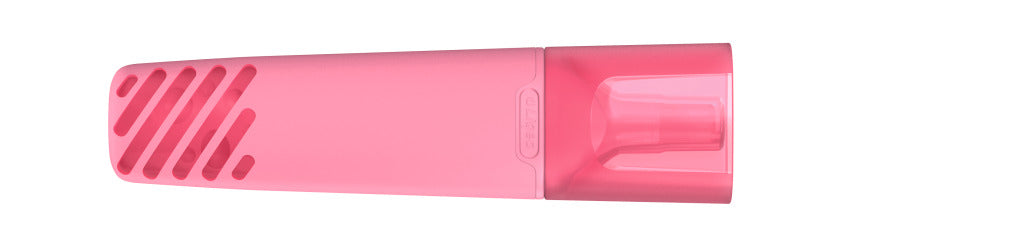Textmarker mit transparenter Kappe und Griffrillen – Pastell rosa