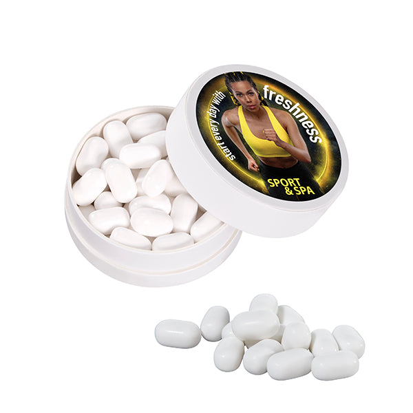 XS Taschendose aus Papier mit Tic Tac Fresh Mint, Deckel mit Logo