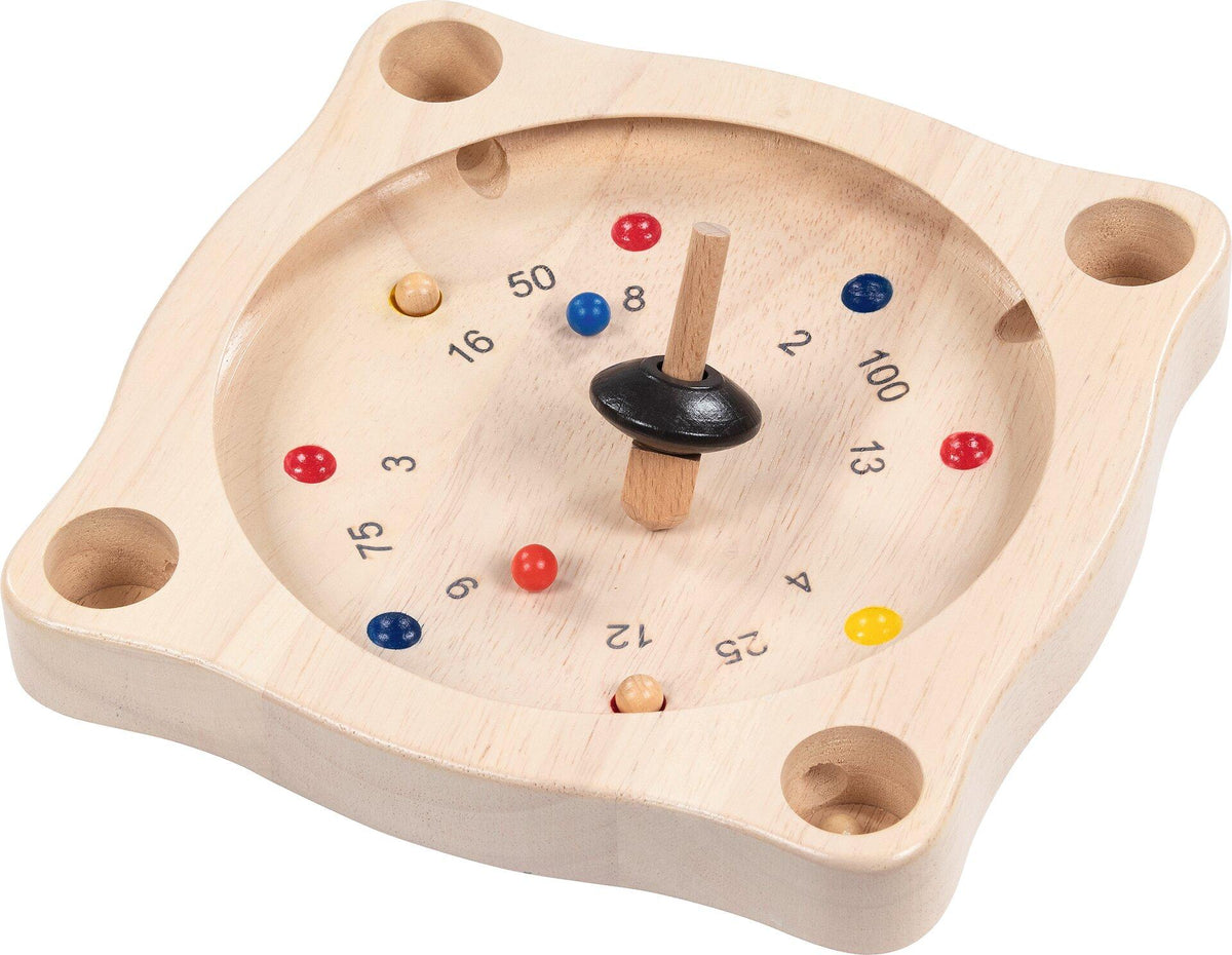 Tiroler Roulette Holzspiel mit Drehkreisel und Kugeln – Ansicht
