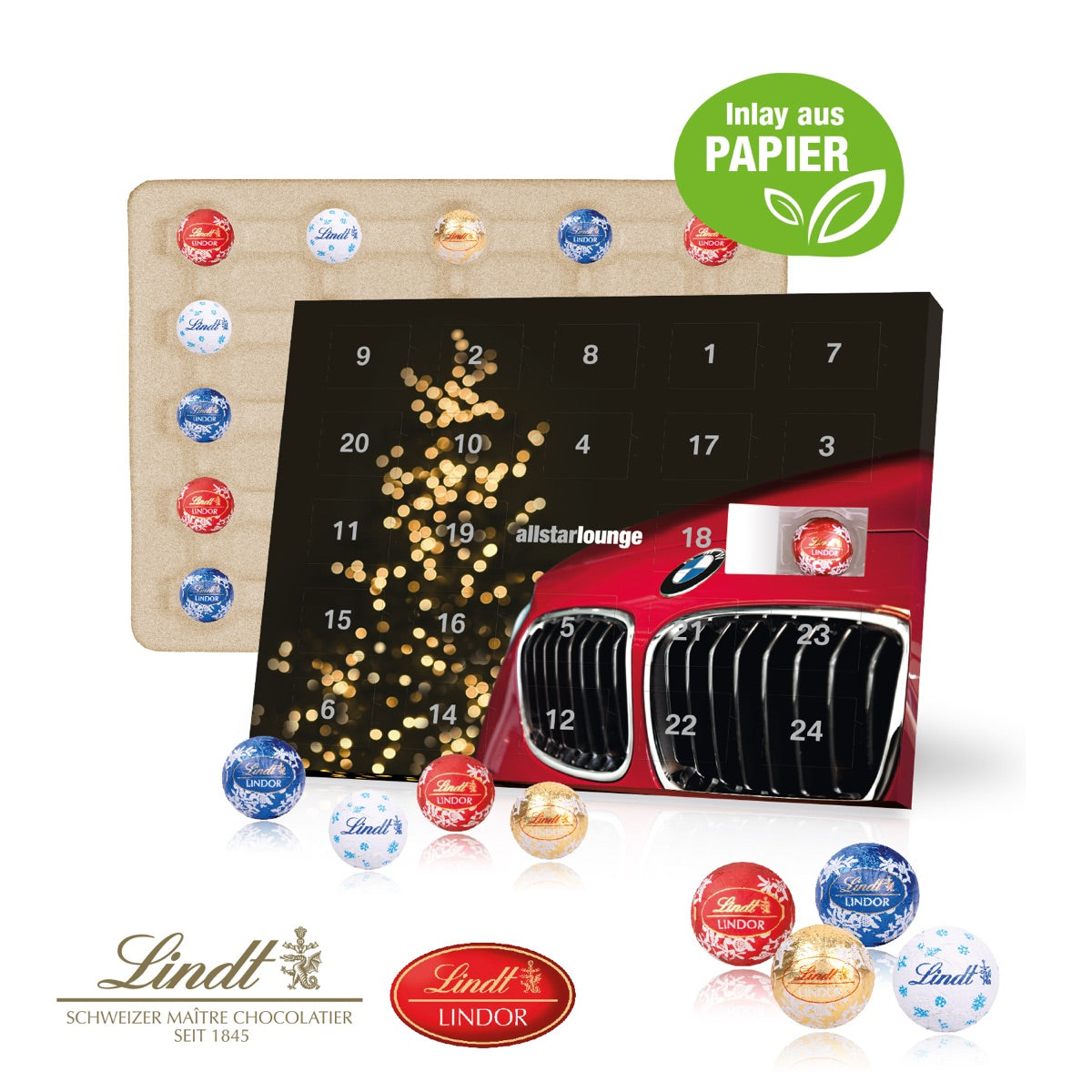 Tisch Adventskalender Lindt Gourmet Edition, Inlay aus Papier