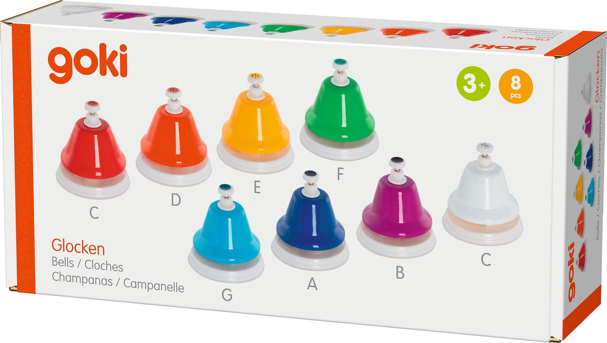 Tischglocken Set mit Drucktaste von goki – Verpackung