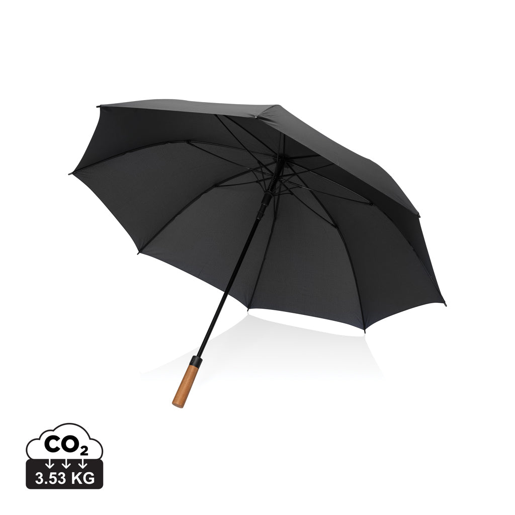 Tony Aware™ RPET 30" Schirm mit auto. Öffnung & Akaziengriff – schwarz