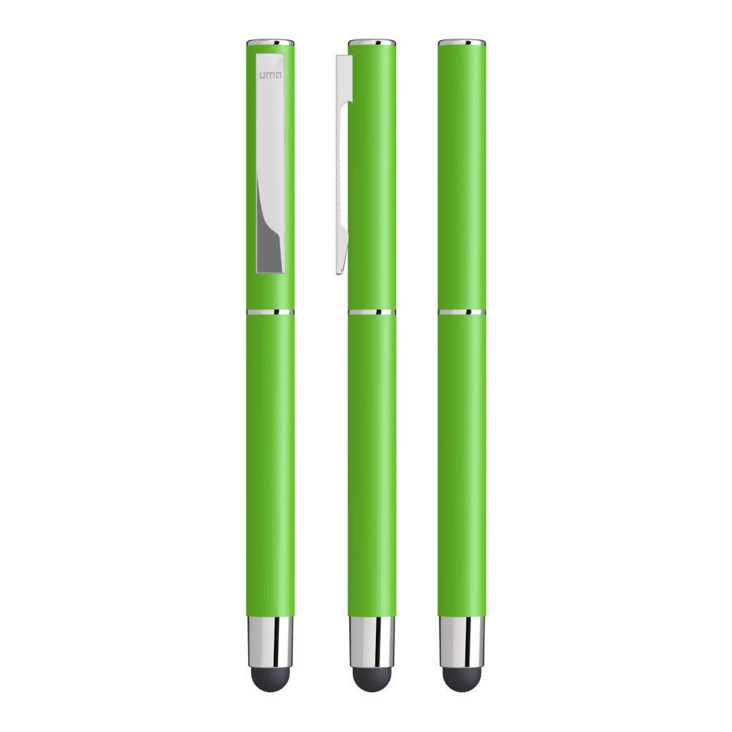 Touchpen aus Metall mit gummiertem Schaftende – Hellgrün