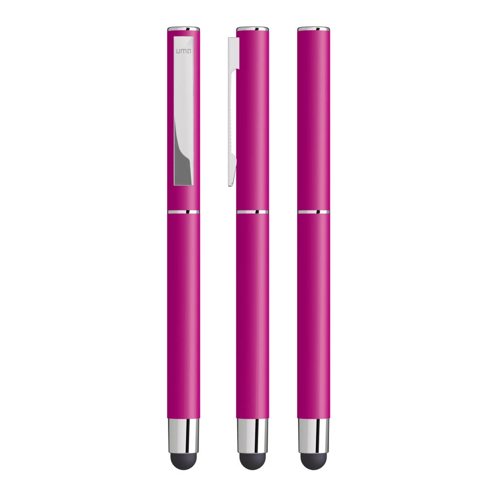 Touchpen aus Metall mit gummiertem Schaftende – Magenta