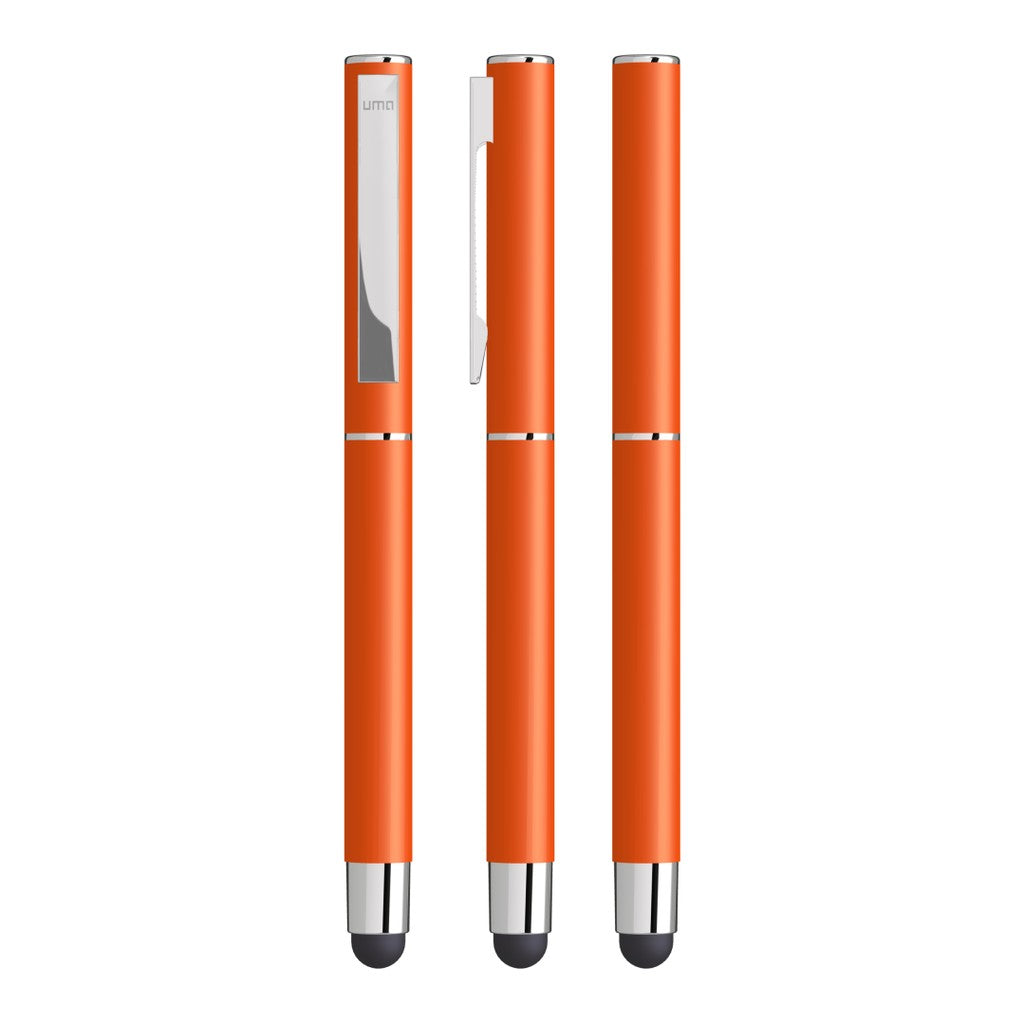 Touchpen aus Metall mit gummiertem Schaftende – Orange