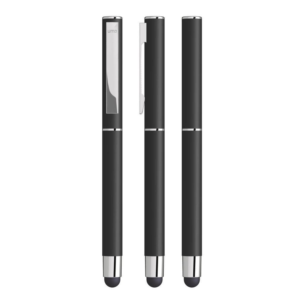 Touchpen aus Metall mit gummiertem Schaftende – Schwarz