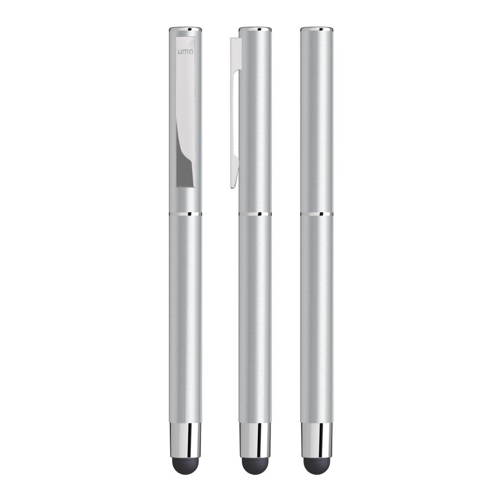 Touchpen aus Metall mit gummiertem Schaftende – Silber