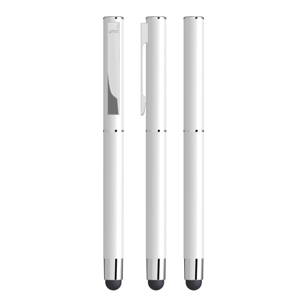 Touchpen aus Metall mit gummiertem Schaftende – Weiß