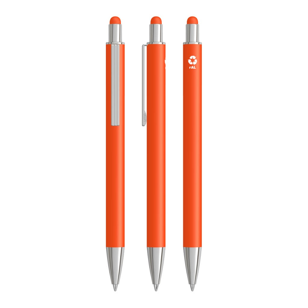 Touchpen aus Metall mit Gummispitze – Orange