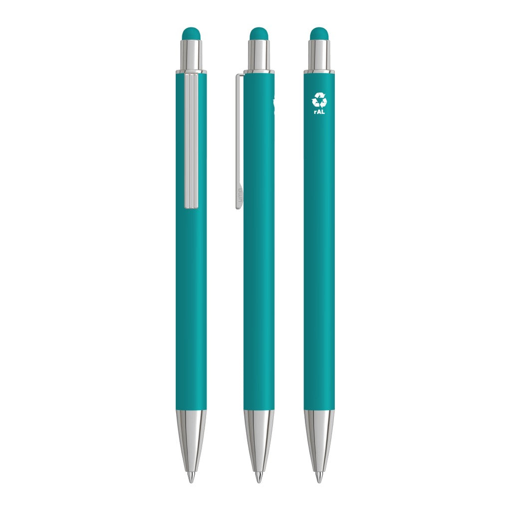 Touchpen aus Metall mit Gummispitze – Petrol