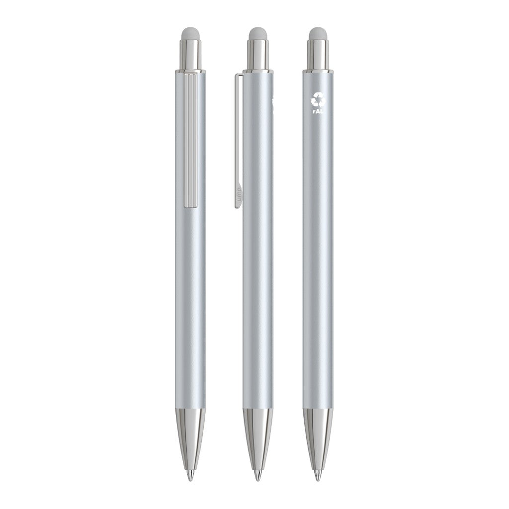 Touchpen aus Metall mit Gummispitze – Silber