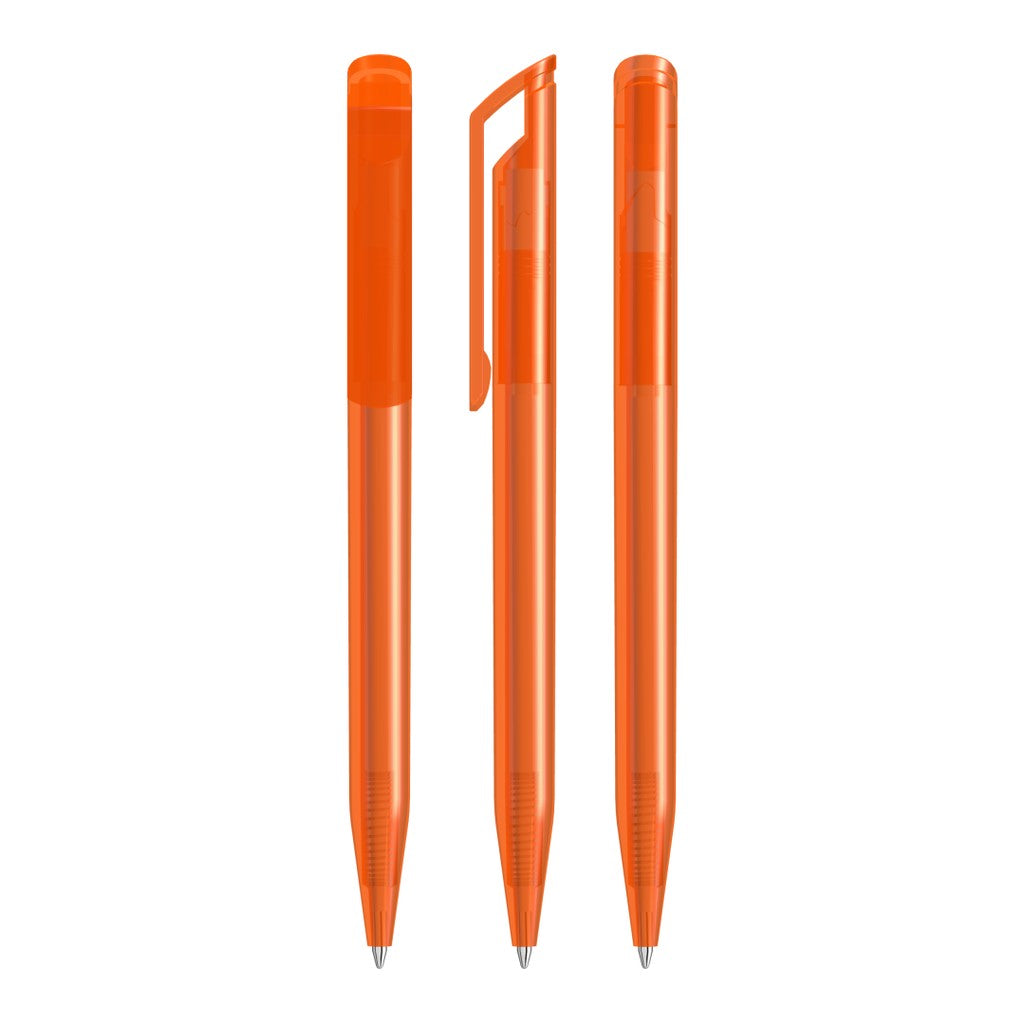 Transparenter Drehkugelschreiber mit Lochclip – Orange