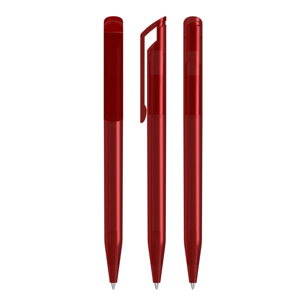 Transparenter Drehkugelschreiber mit Lochclip – Rot