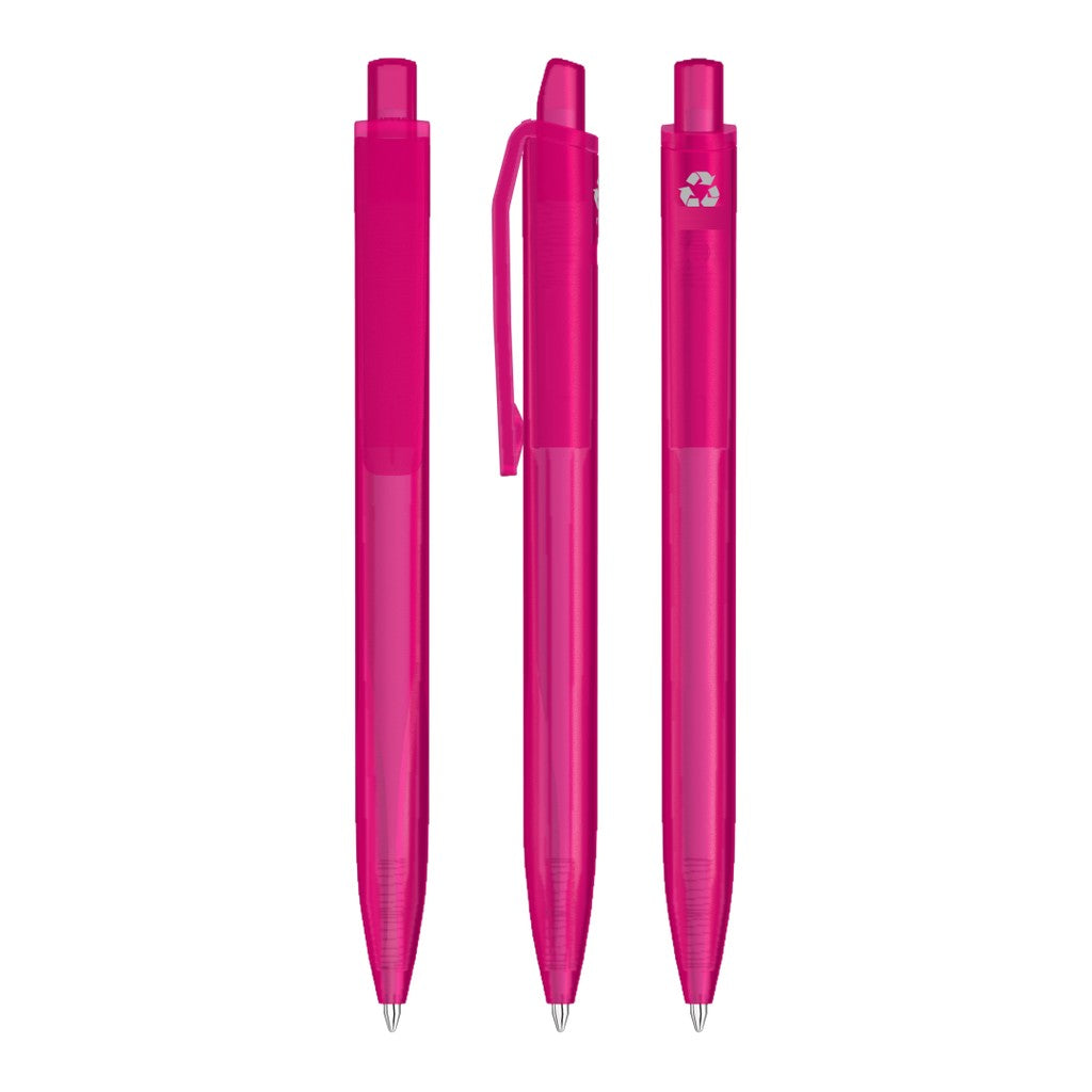 Transparenter Druckkugelschreiber mit ergonomischem Griff – Magenta