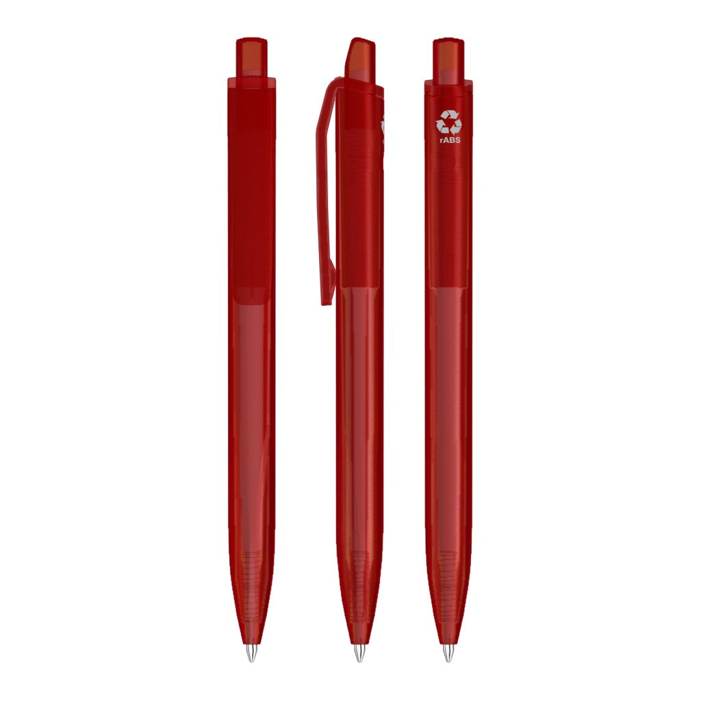 Transparenter Druckkugelschreiber mit ergonomischem Griff – Rot