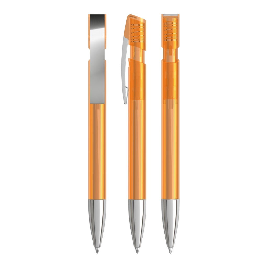 Transparenter Kugelschreiber mit Metallspitze – Orange